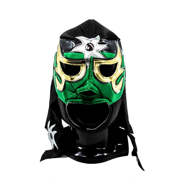 Máscara Lucha Libre AAA Pentagón Verde-Oro-Plata MAS-A-002